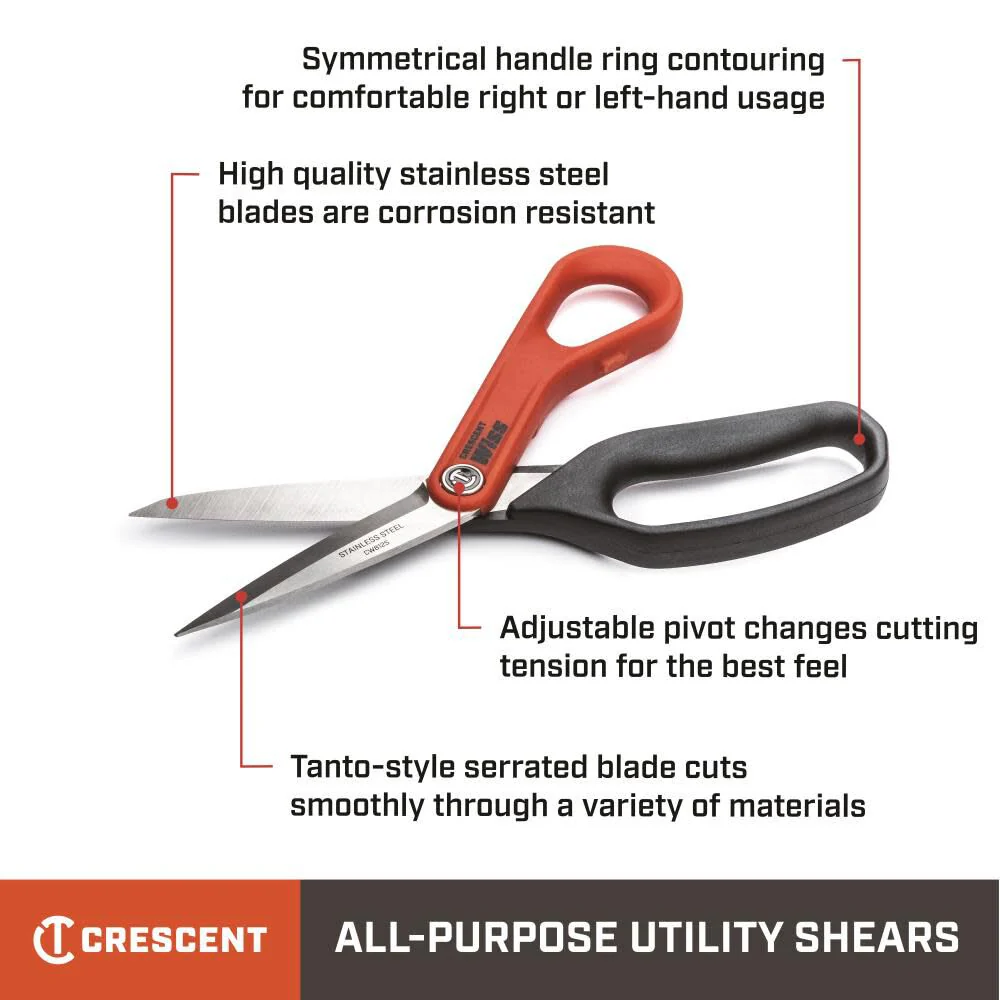 Crescent Wiss 8-1/2in Tradesman Shears All Purpose Stainless Steel - Image 5