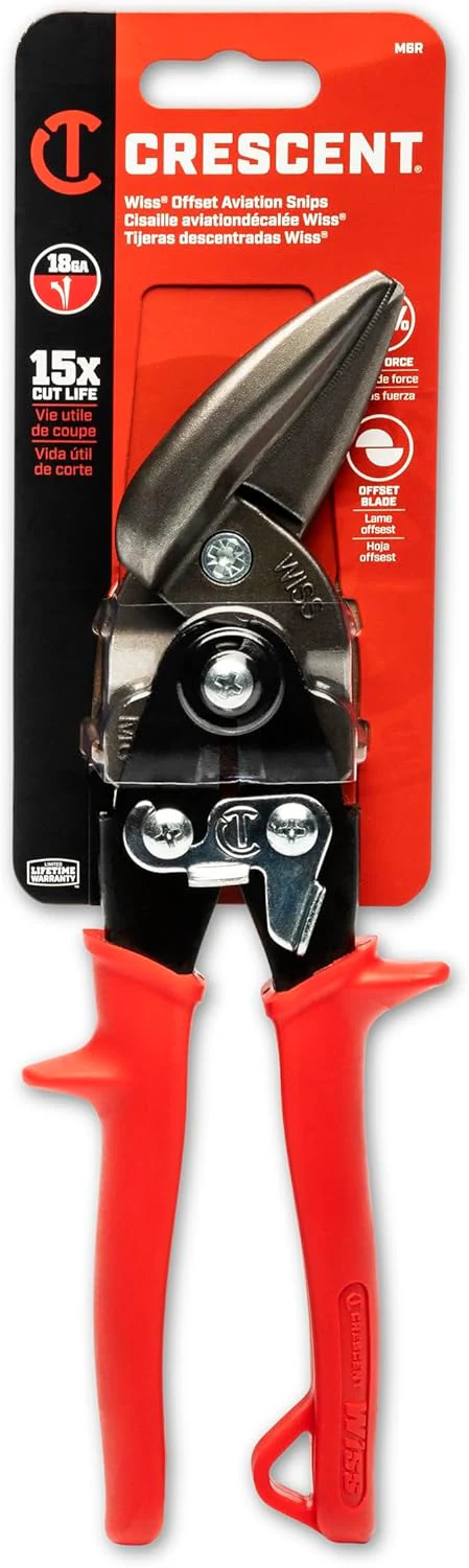 Crescent Wiss M6R 9-1/4" Metalmaster Offset Straight and Left Cut Aviation Snips - Image 3