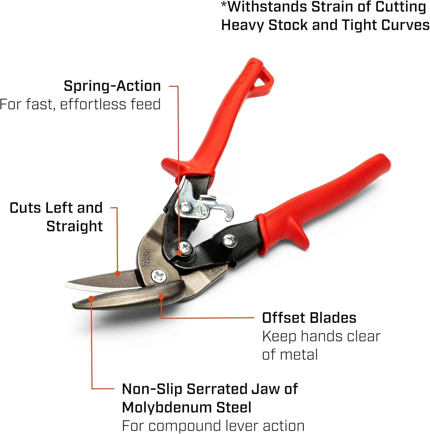 Crescent Wiss M6R 9-1/4" Metalmaster Offset Straight and Left Cut Aviation Snips - Image 4