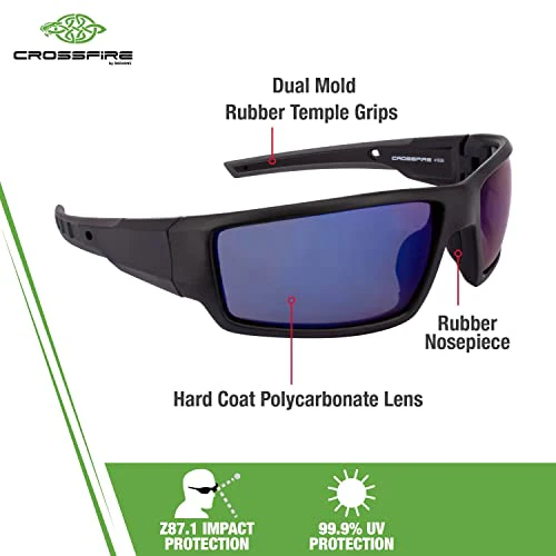 Cumulus Blue Mirror Lens and Matte Black Frame Safety Glasses - Image 2