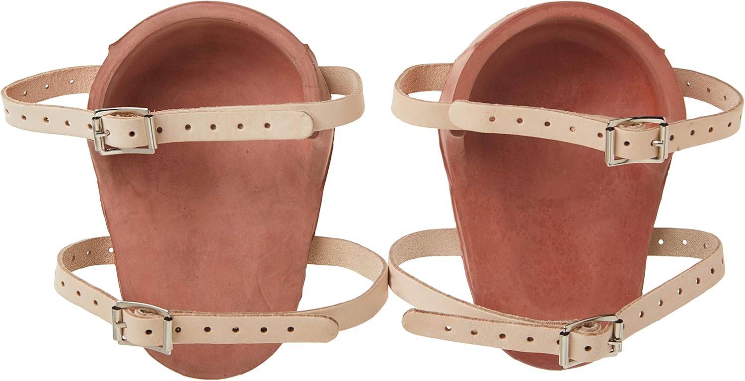 Custom Leathercraft 318 CLC Professional Heavy-Duty Molded Rubber Kneepads, Brown, Double Adjustable Leather Straps - Image 4
