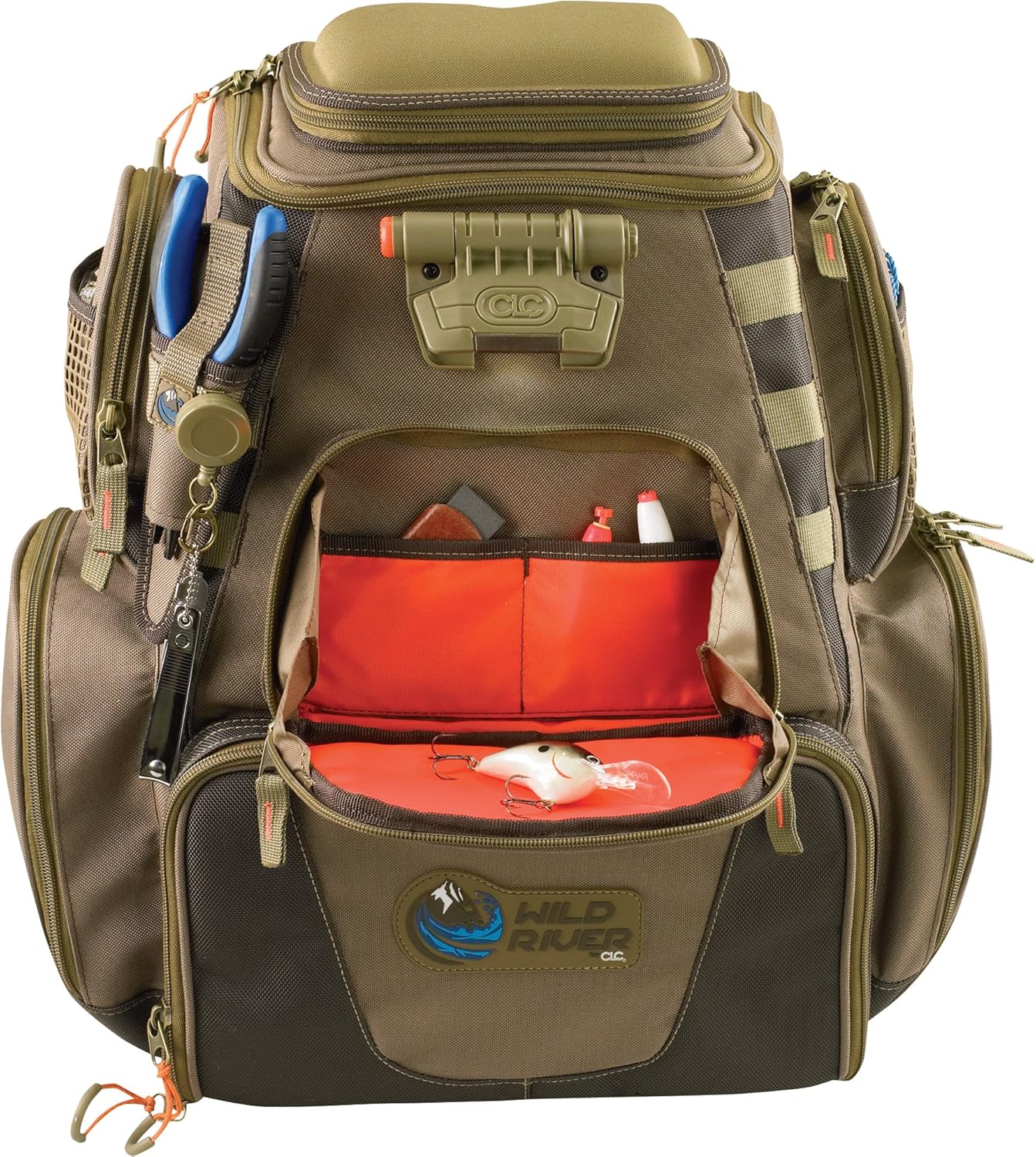 Custom Leathercraft Wild River by CLC WT3604 Tackle Tek Nomad Lighted Backpack & Four PT3600 Trays, Orange, Sand - Image 8