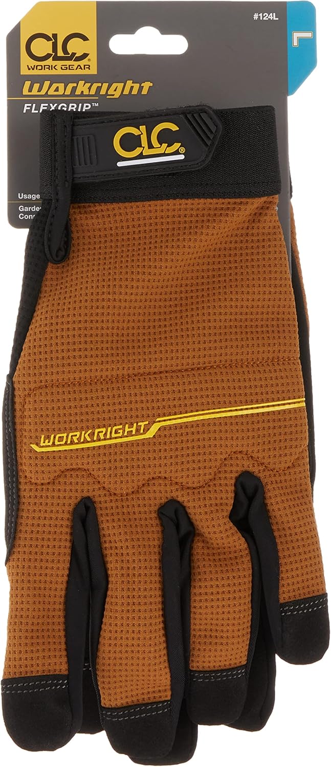 Custom Leathercraft 124L Workright Flex Grip Work Gloves, Shrink Resistant, Improved Dexterity, Tough, Stretchable, Excellent Grip, Assorted Large (Pack of 1) - Image 3