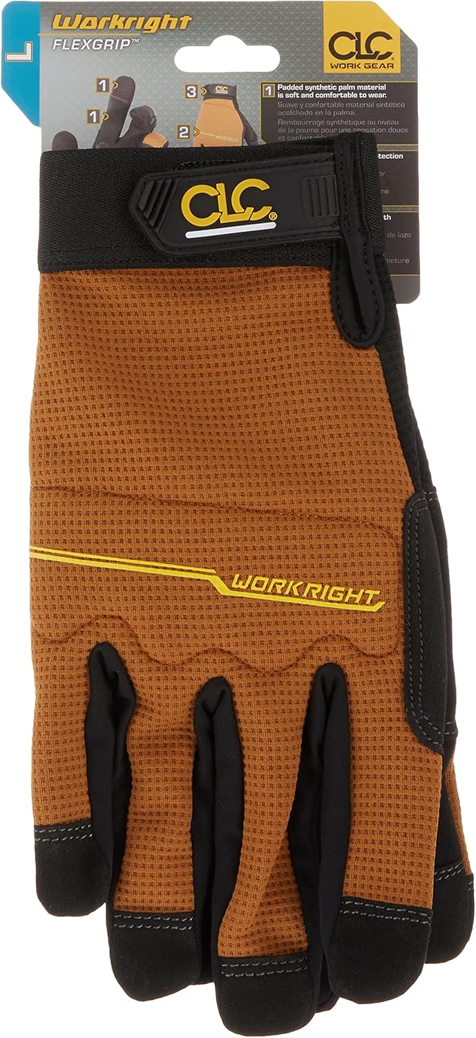 Custom Leathercraft 124L Workright Flex Grip Work Gloves, Shrink Resistant, Improved Dexterity, Tough, Stretchable, Excellent Grip, Assorted Large (Pack of 1) - Image 4