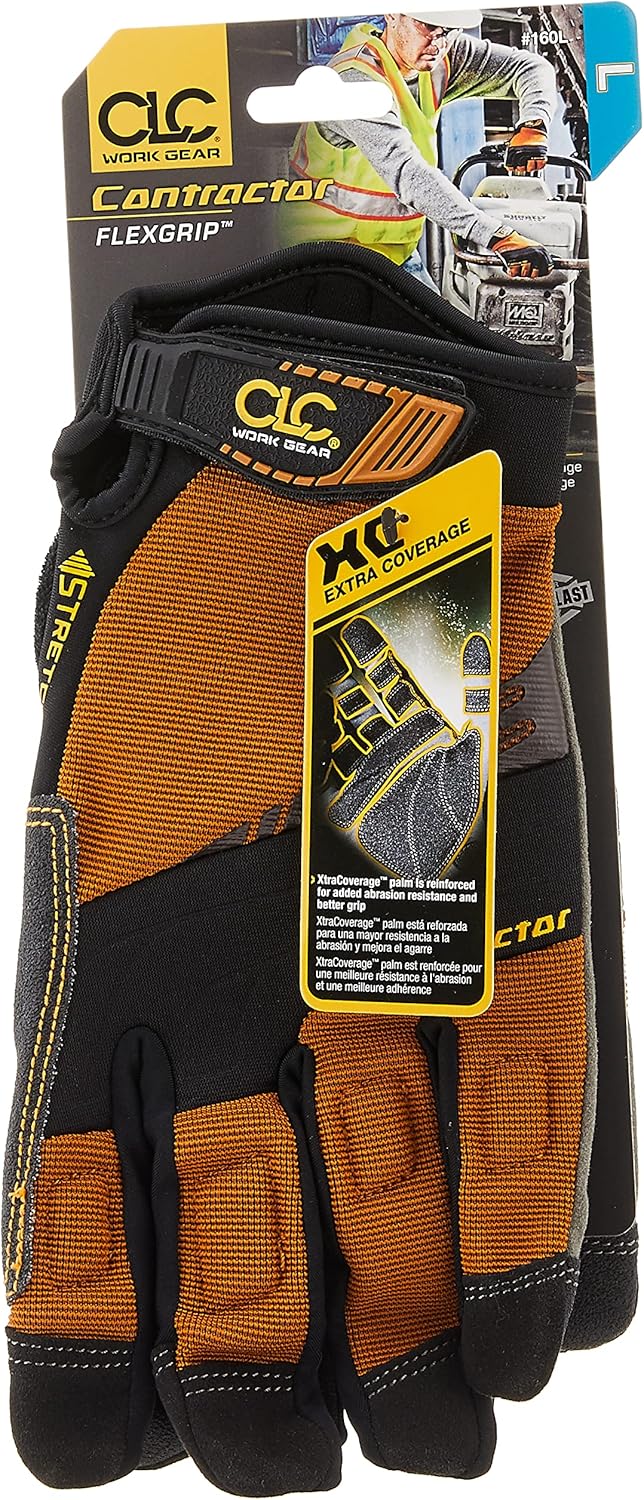 Custom Leathercraft 160L Contractor XtraCoverage Flex Grip Work Gloves, Durable Synthetic Leather, Padded Knuckles, Large (Pack of 1) - Image 2