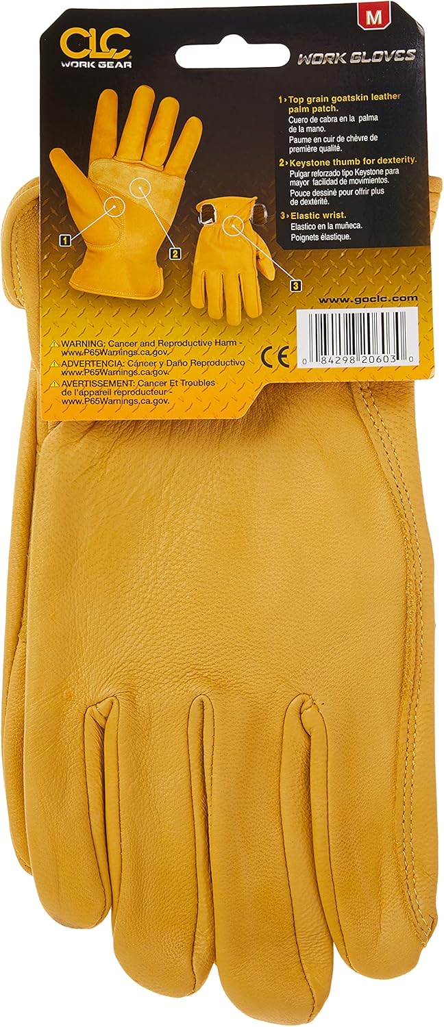 Custom Leathercraft 2060M Top Grain Goatskin Work Gloves, Medium (Pack of 1) - Image 6