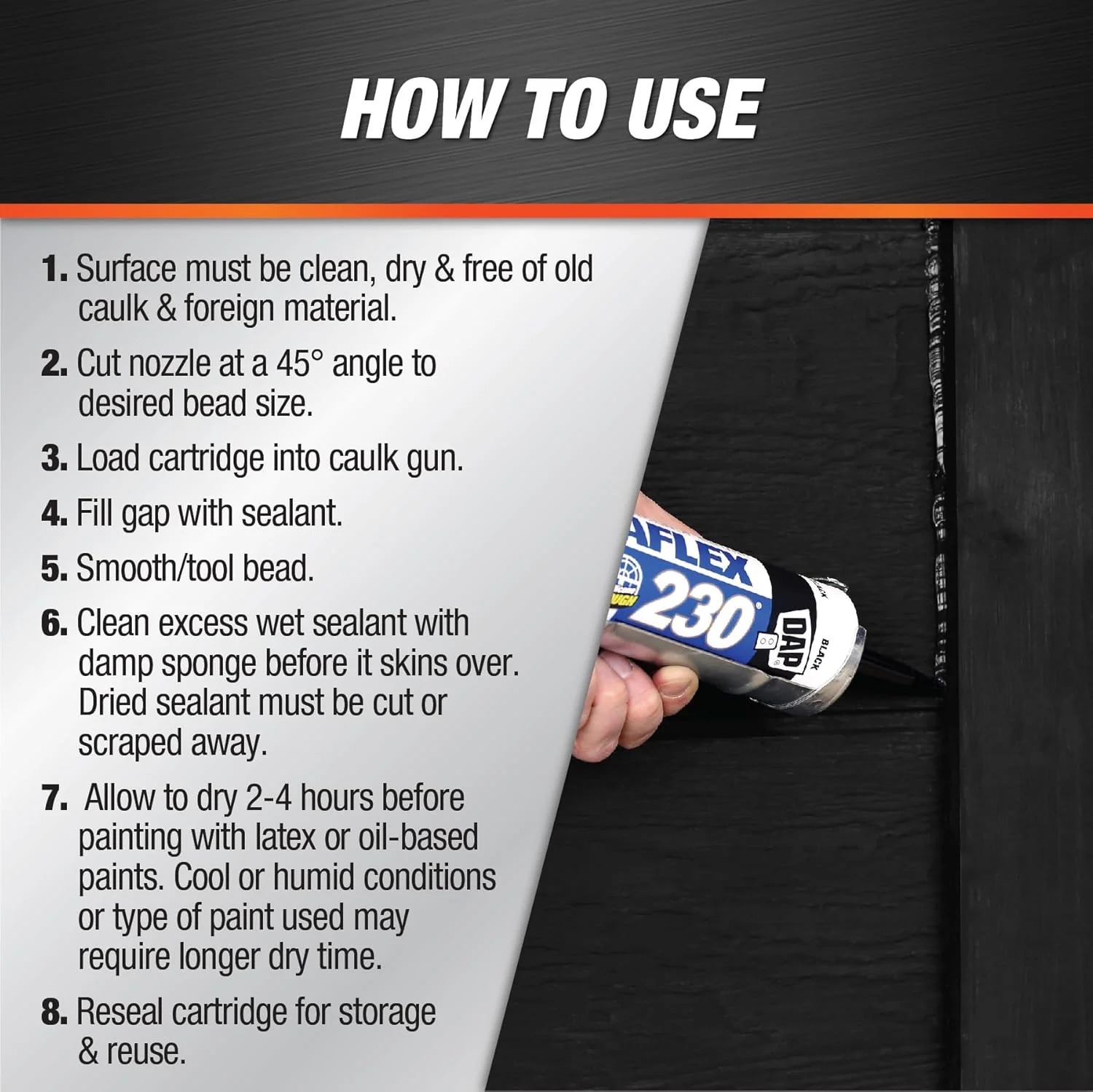 DAP 7079818280 DYNAFLEX 230 Black Raw Building Material, 10.1 oz - Image 4