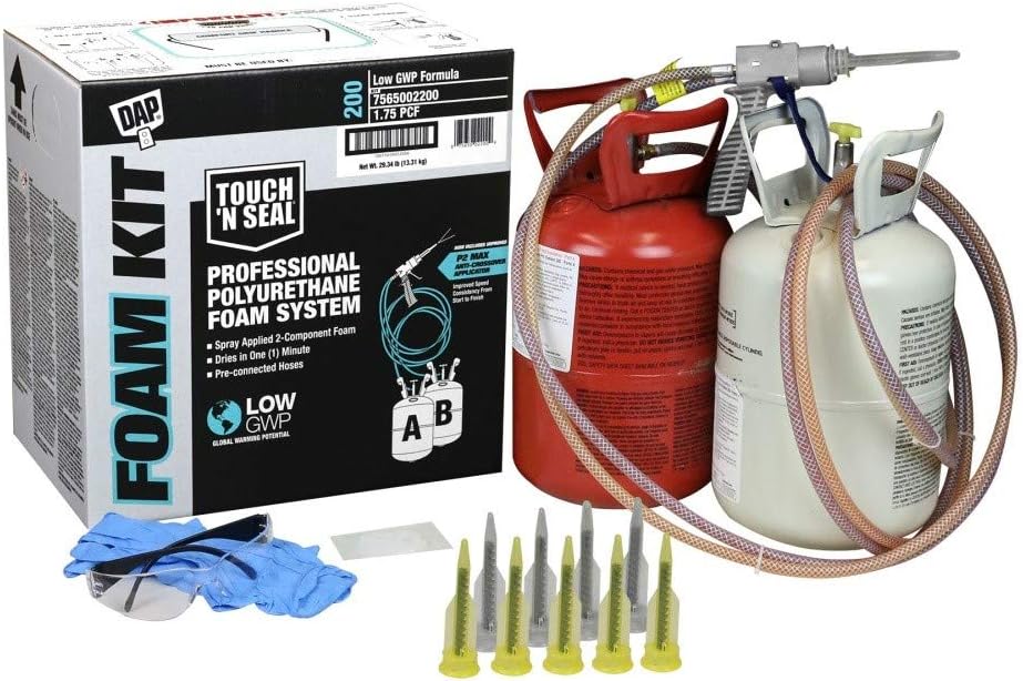 DAP 7565002200 Touch 'n Seal 200 BF Low GWP 1.75 PCF FR ICC Closed Cell Spray Foam Insulation Kit with Pre-Connected Hoses - Image 2