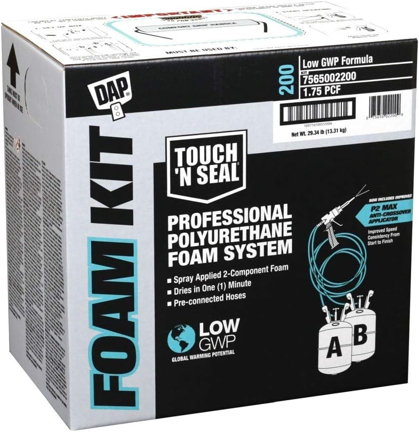 DAP 7565002200 Touch 'n Seal 200 BF Low GWP 1.75 PCF FR ICC Closed Cell Spray Foam Insulation Kit with Pre-Connected Hoses - Image 3