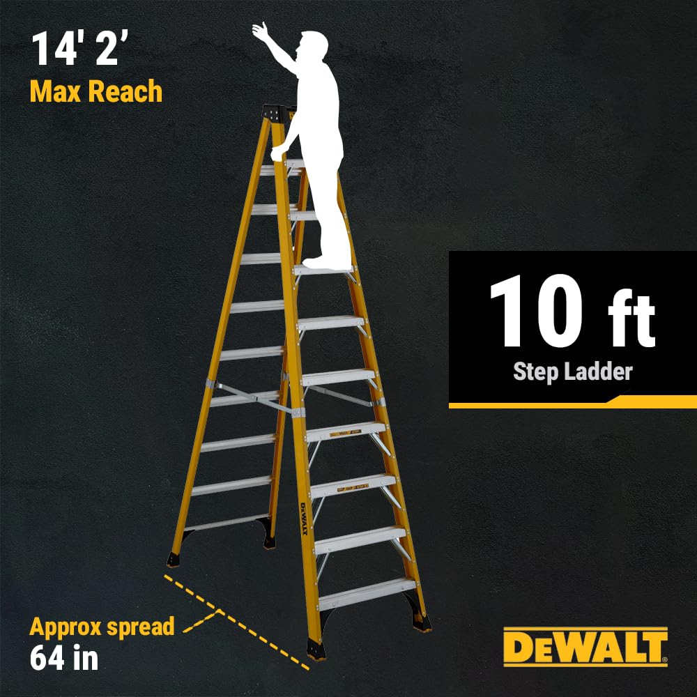 DEWALT DXL3410-10 10-Foot Fiberglass Step Ladder, 375-Pound Load Capacity, Type IAA - Image 6