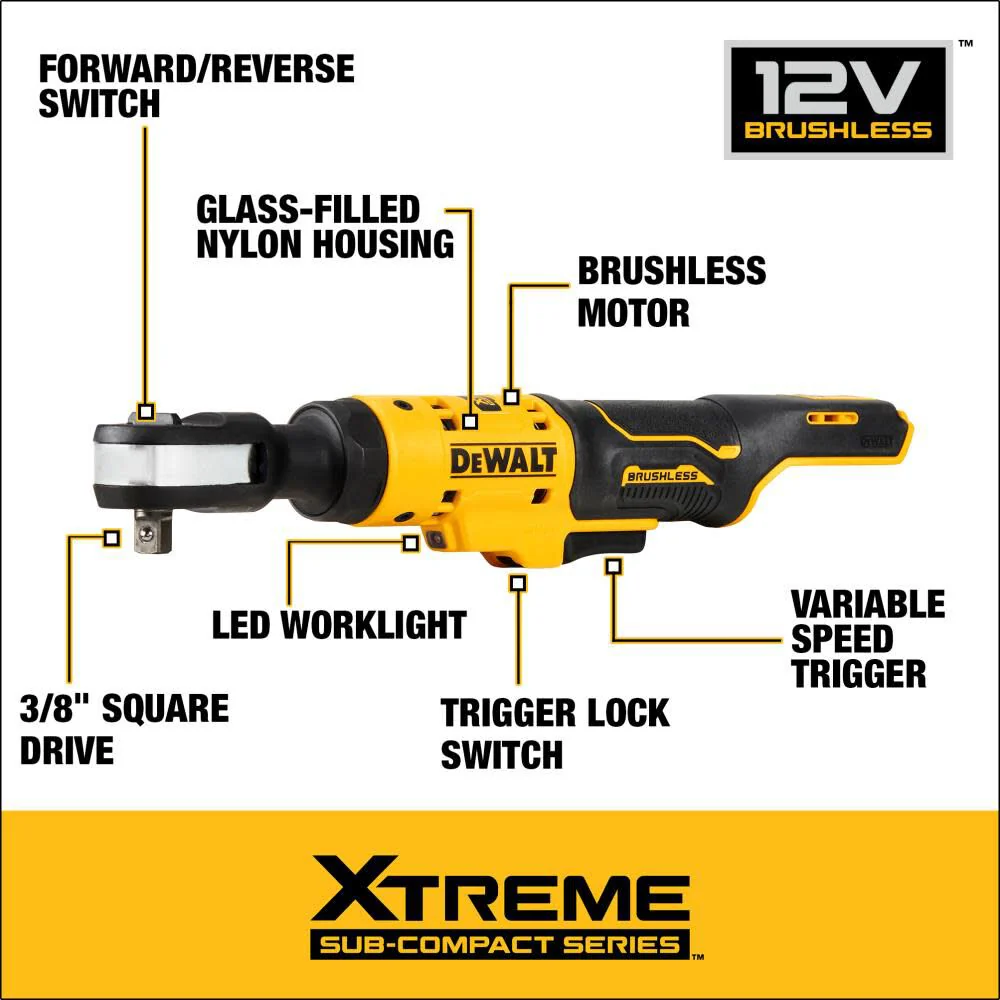 DeWALT DCF503B 12V MAX XTREME 3/8 In. Ratchet (Bare Tool) - Image 3