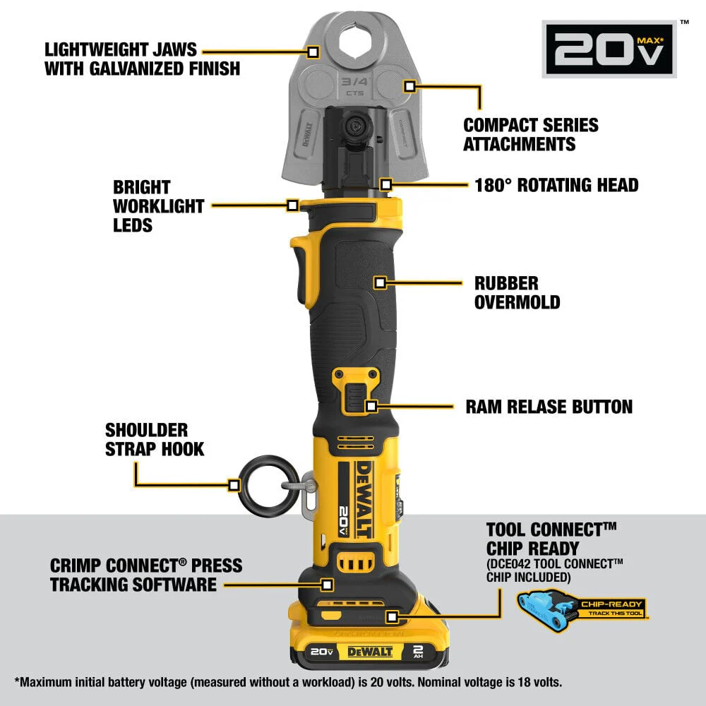 DeWALT 20V 1/2 In. to 1-1/4 In. Compact Press Tool Kit - Image 2