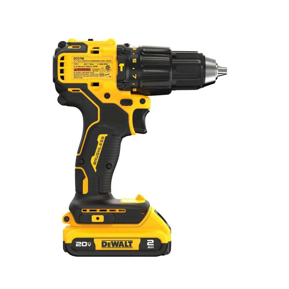 DeWALT 20V (DCD798D1) MAX Brushless Cordless 1/2 In. Hammer Drill Kit - Image 8