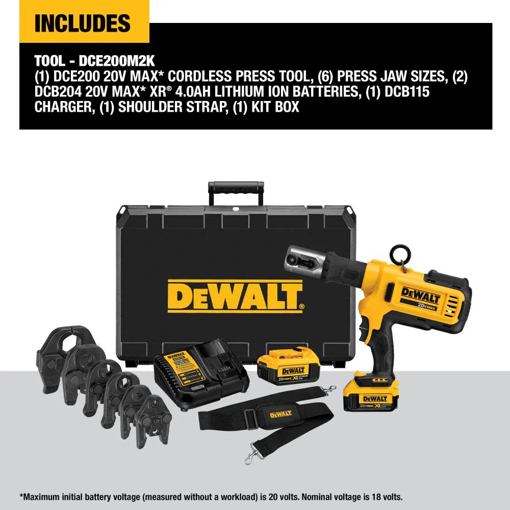 DeWALT 20V DCE200M2K MAX Copper Pipe Crimping Tool w/ Crimping Heads Kit - Image 4