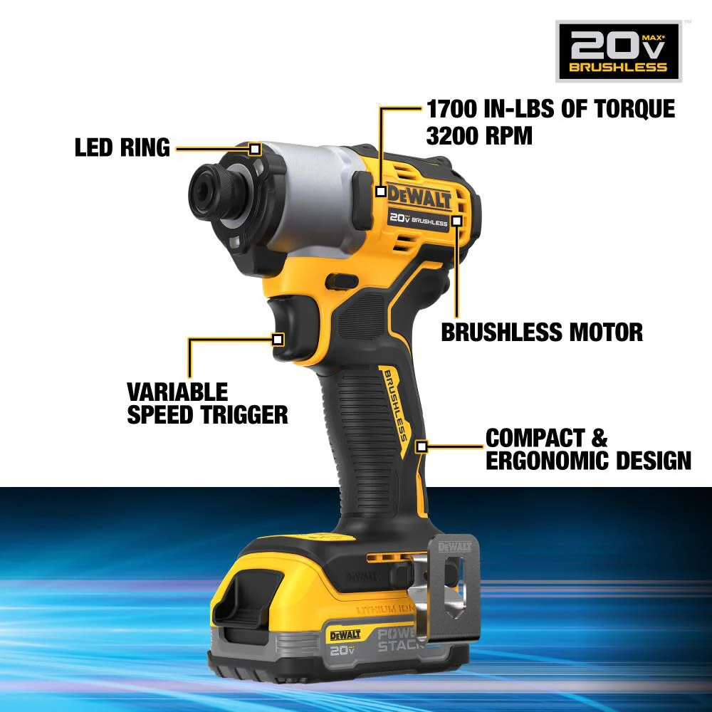 DeWALT 20V MAX Impact Driver Kit with PowerStack Battery - Image 2