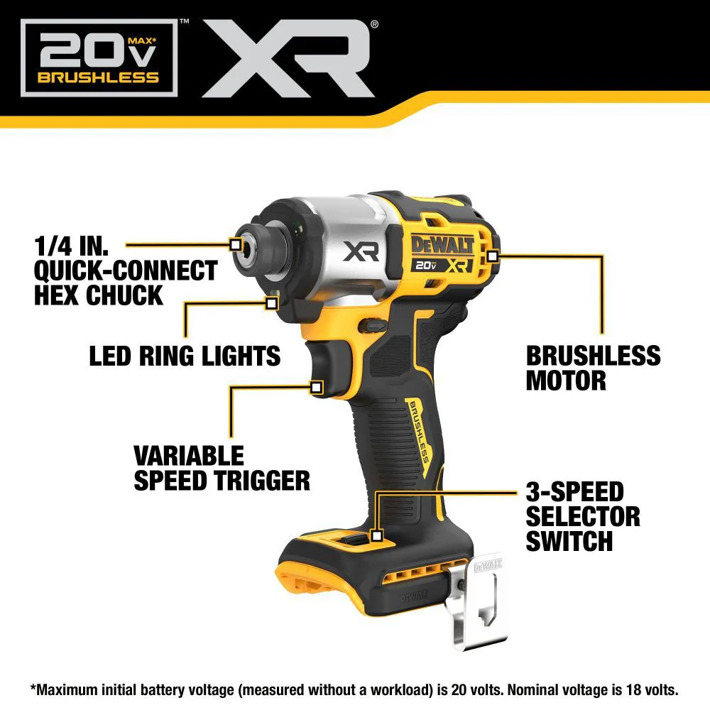 DeWALT 20V DCF845P1 MAX XR 1/4 In. Impact Driver Kit - Image 5