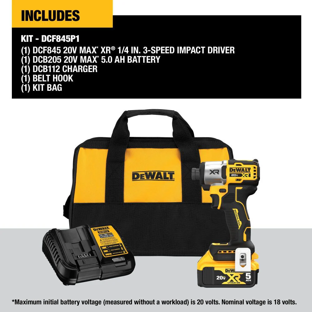 DeWALT 20V DCF845P1 MAX XR 1/4 In. Impact Driver Kit - Image 6