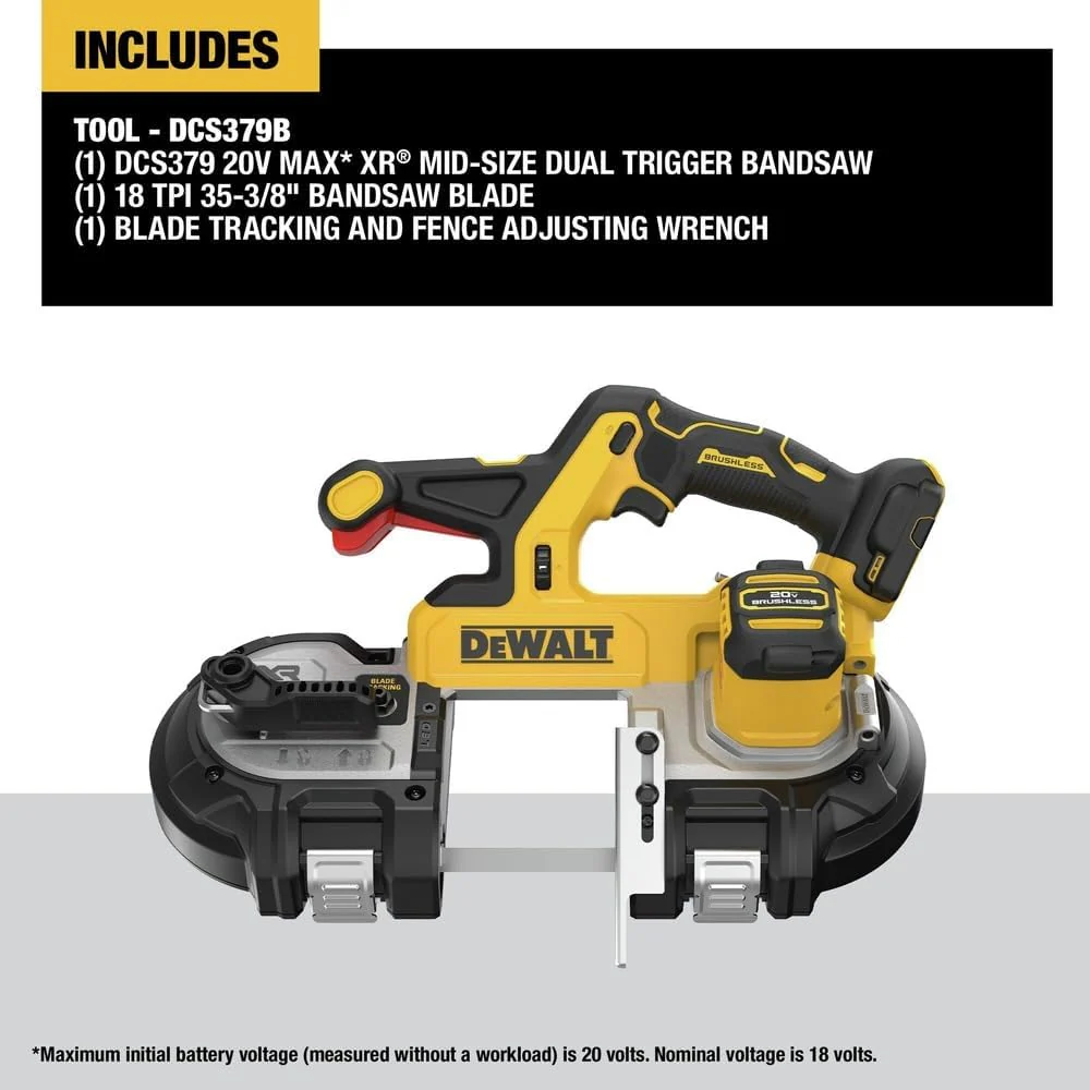 DEWALT DCS379B 20V MAX XR Dual Trigger Bandsaw, Brushless Motor, Portable and Cordless, 3-3/8 Inch Cut Capacity (Bare Tool Only) - Image 2