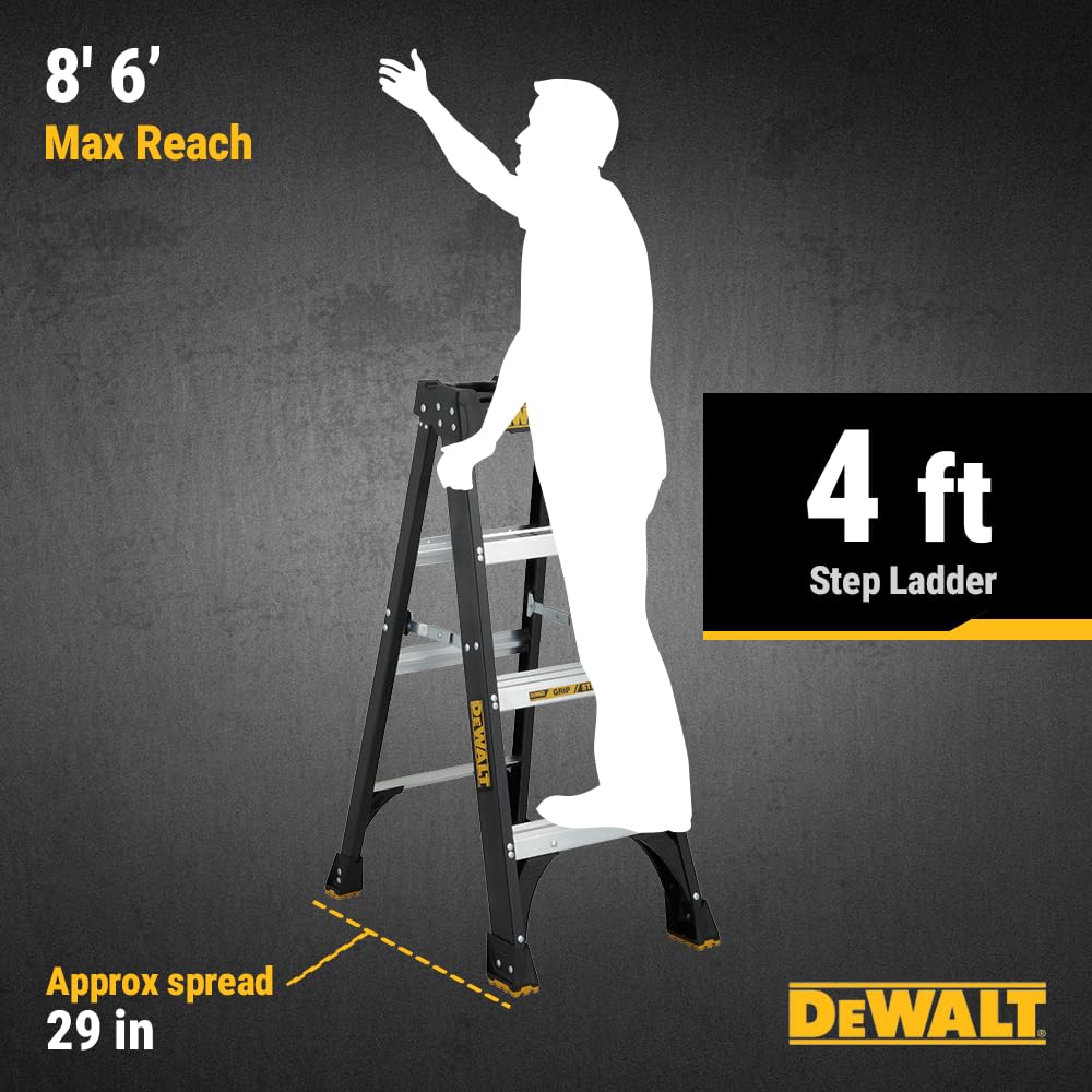 DEWALT 4-Foot Fiberglass Step Ladder, 300-Pound Load Capacity, Type IA, DXL3010-04 Black 4 feet - Image 7