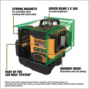 DEWALT ATOMIC 20V 3 x 360 Line Laser (Bare Tool) - Image 2