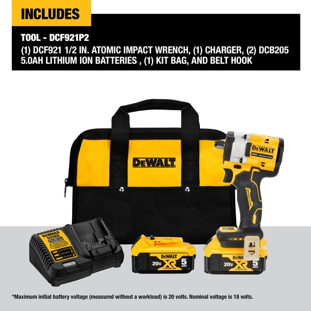 DeWALT (DCF921P2) 20V ATOMIC MAX 1/2 In. Impact Wrench Hog Ring Anvil Kit - Image 5