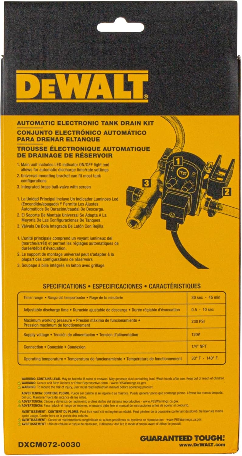 DeWALT (DXCM072-0030) Automatic Electronic Tank Drain Kit - Image 6