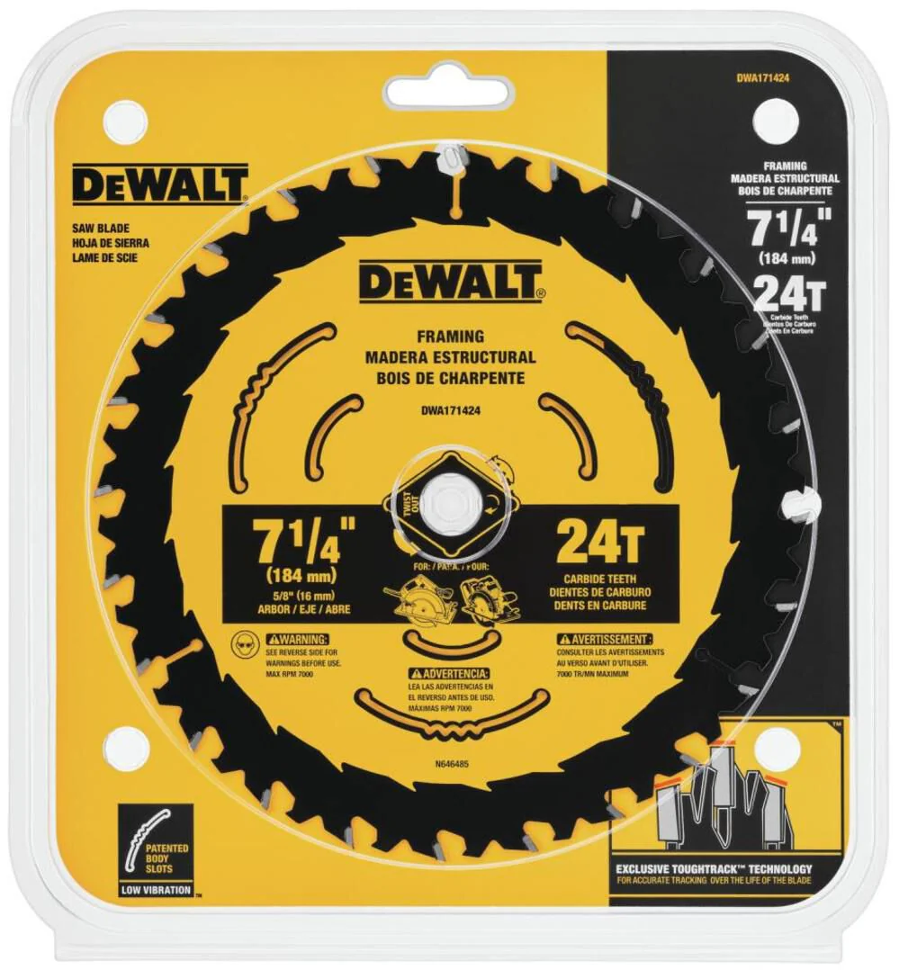 DEWALT (DWA171424) Tough Track 7-1/4 In. Circular Saw Blade 24T (Pack of 1) - Image 2