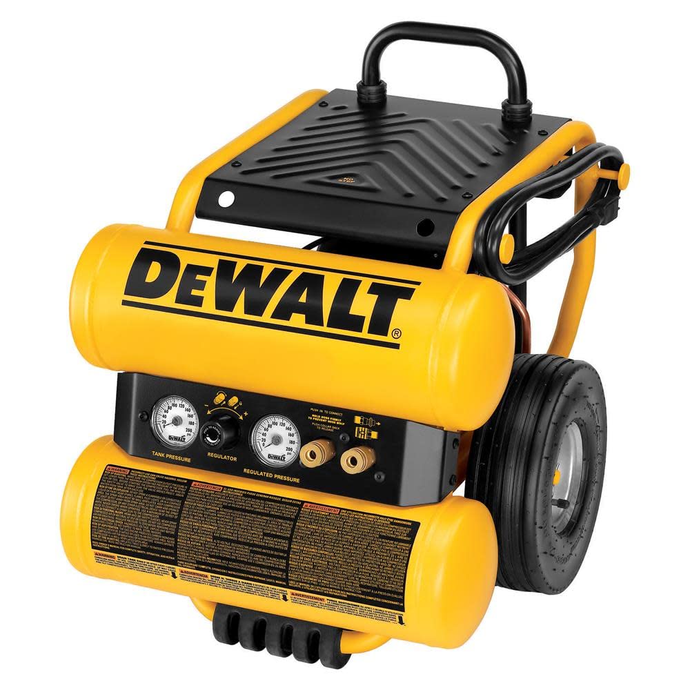 DeWALT 1.1 Hp (D55154) Continuous 4-Gallon Electric Wheeled Dolly-Style Air Compressor with Panel