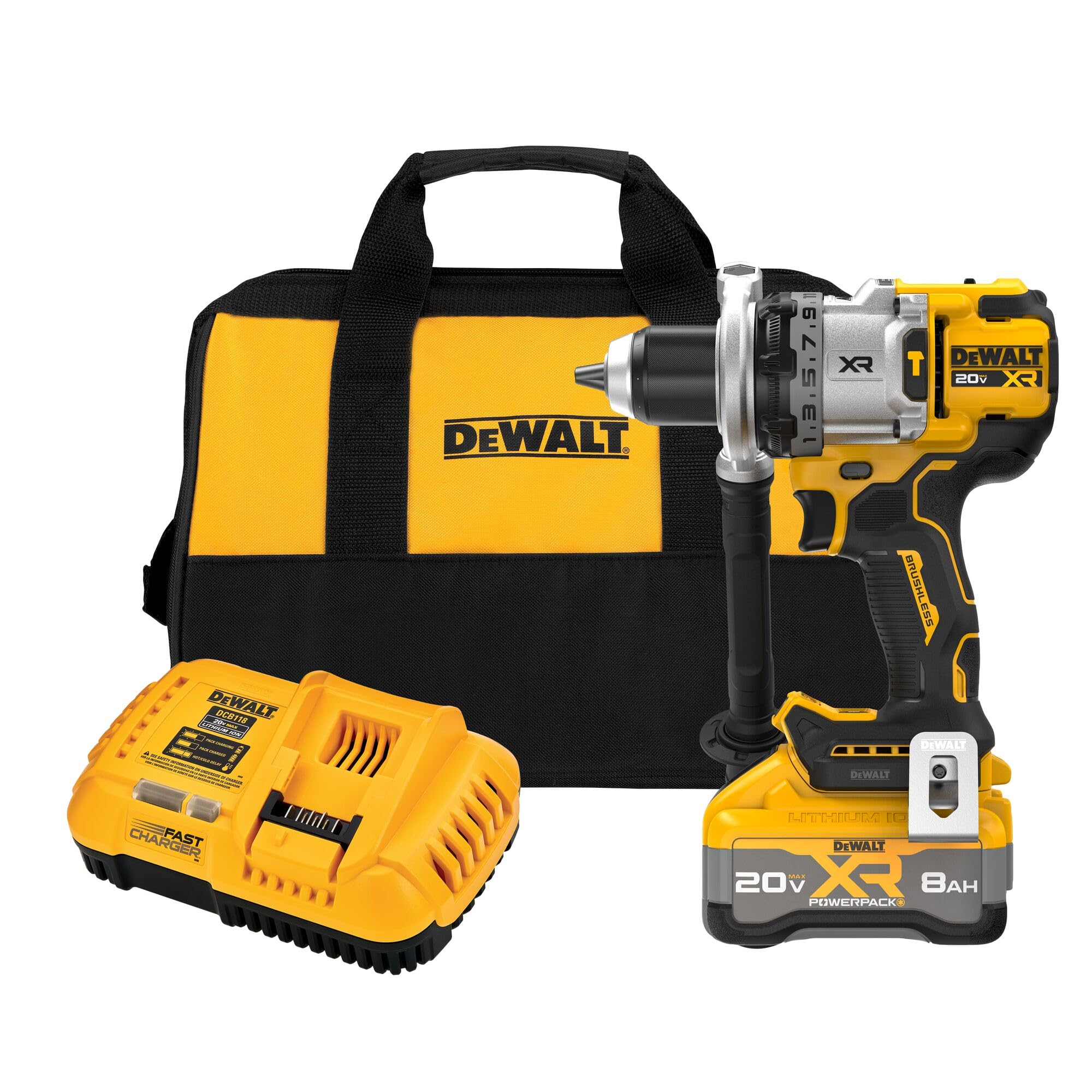 DEWALT DCD1007WW1 20V MAX XR Brushless Cordless 1/2 in. 3-Speed Hammer Drill Kit with XR POWERPACK