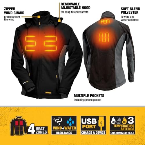 DEWALT DCHJ066C1-XL 20V/12V MAX Women's Heated Jacket Kit, Black, X-Large - Image 2