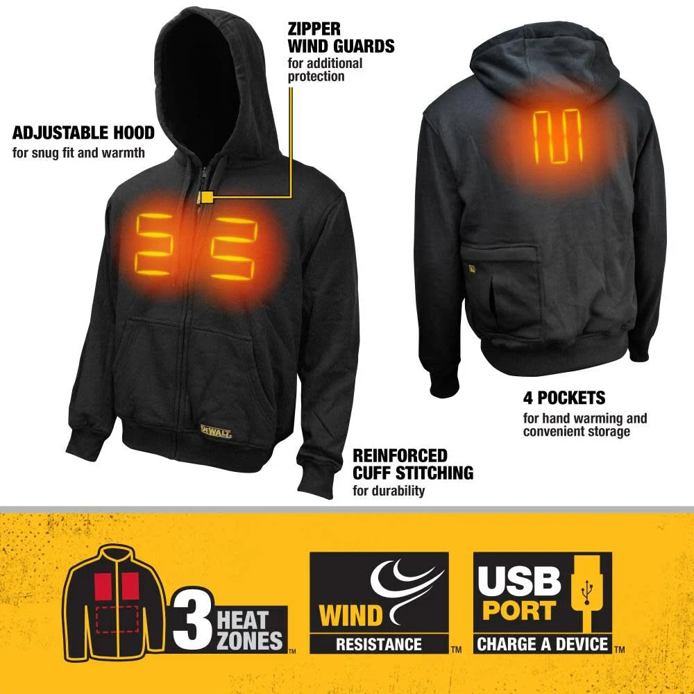 DEWALT (DCHJ067B-XL) 20V/12V MAX Bare Hooded Heated Jacket, Black, X-Large - Image 2