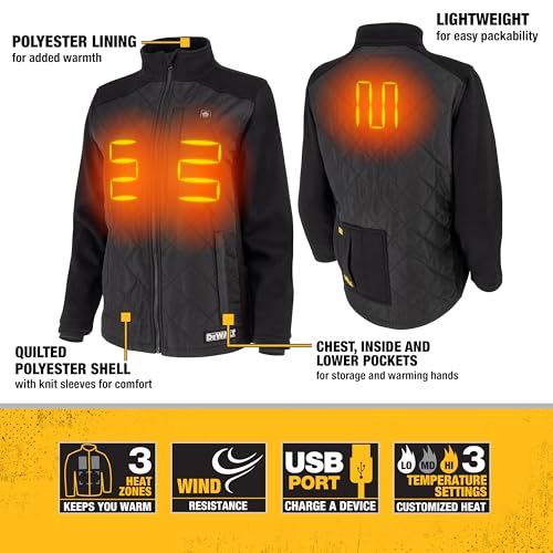 DEWALT DCHJ102BD1 Women's Lightweight, Wind Resistant Hybrid Heated Jacket Kit with Battery - Black, Size XL - Image 2