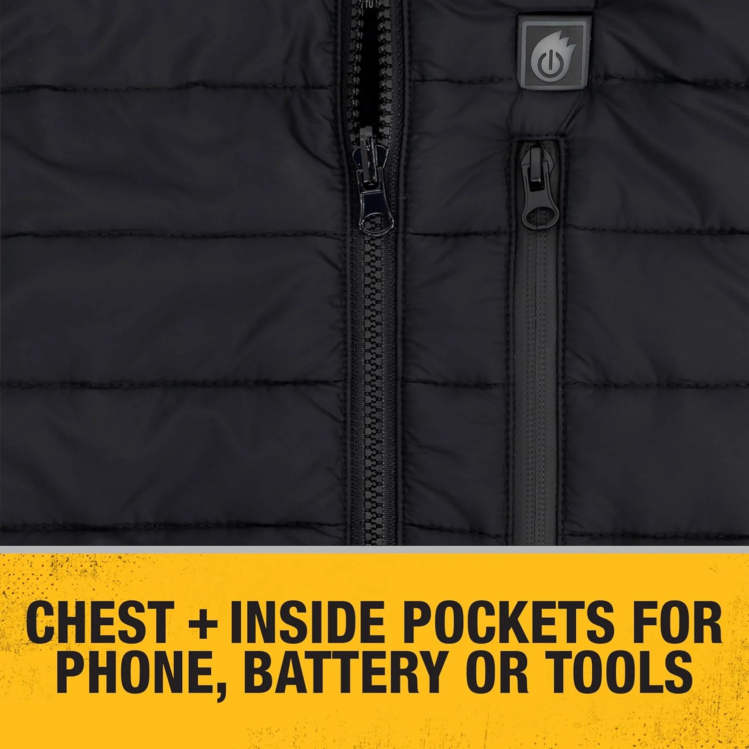DEWALT (DCHV095BD1) Cold Weather Men's Heated Puffer Vest Kit with Battery - Black, Size L - Image 4
