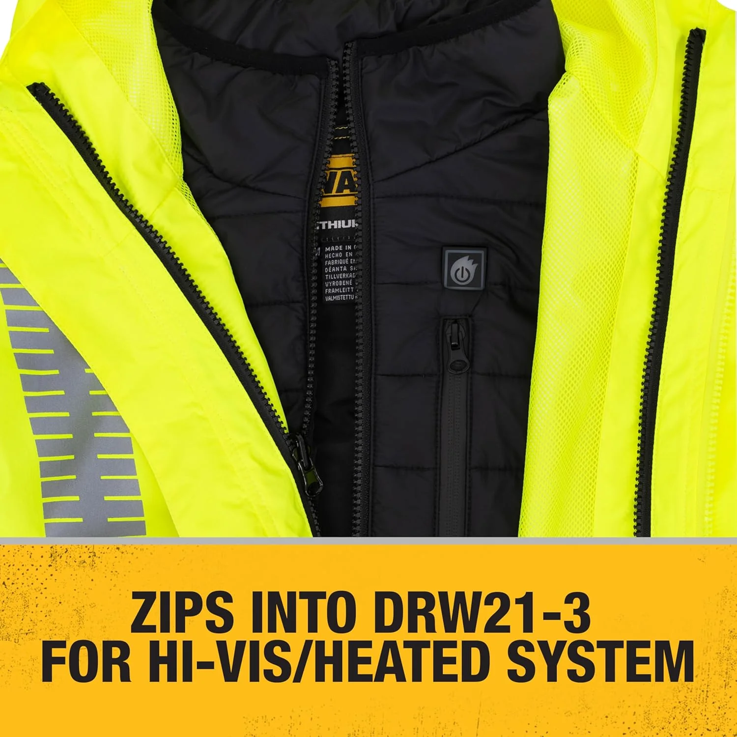 DEWALT (DCHV095BD1) Cold Weather Men's Heated Puffer Vest Kit with Battery - Black, Size L - Image 5