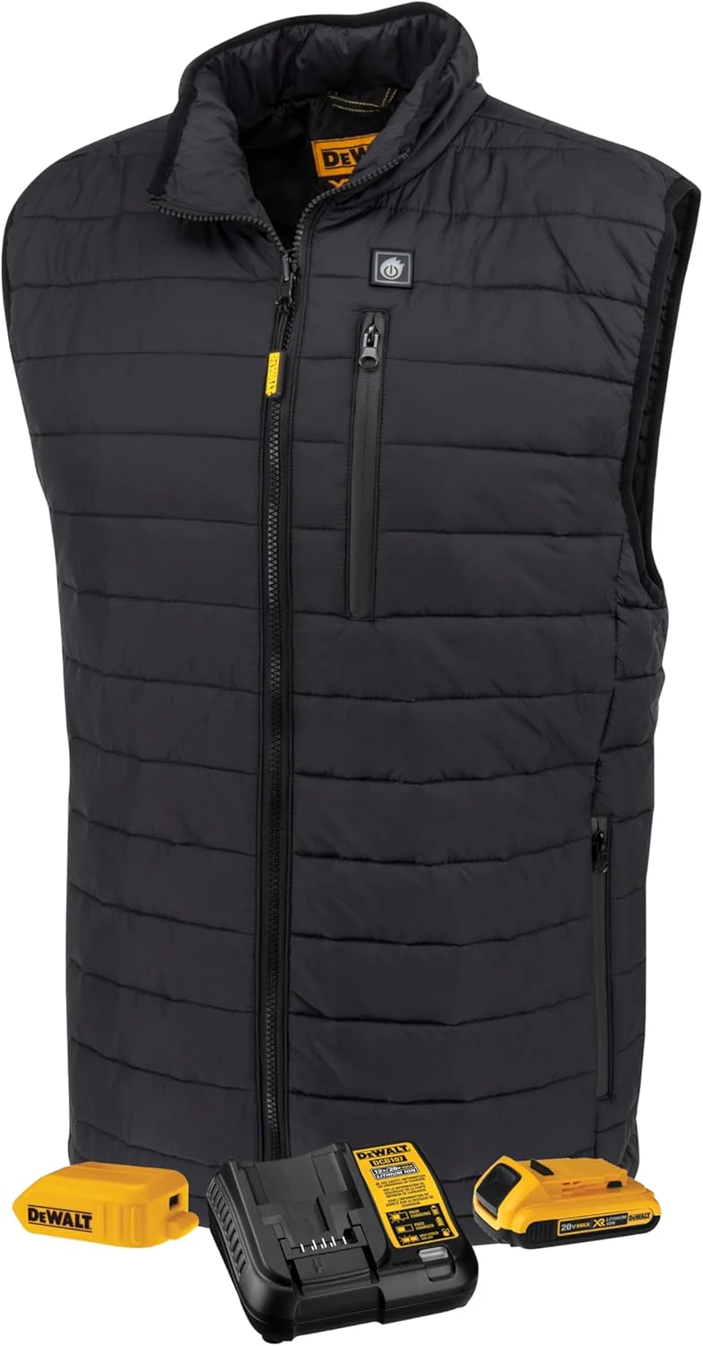 DEWALT Men's Cold Weather Heated Puffer Vest Kit with Battery, Black, Medium - DCHV095BD1 - Image 2
