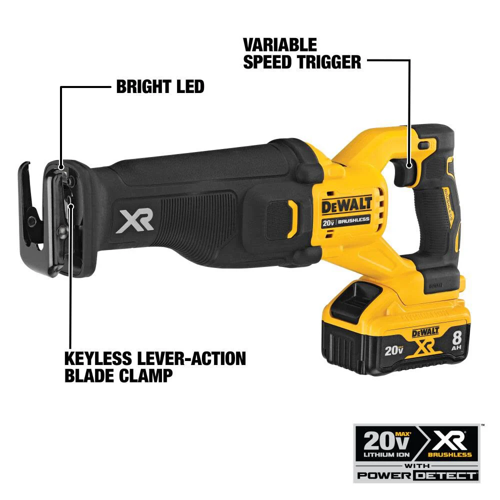 DEWALT 20V MAX XR Reciprocating Saw Power Detect Brushless (Bare Tool) - Image 2