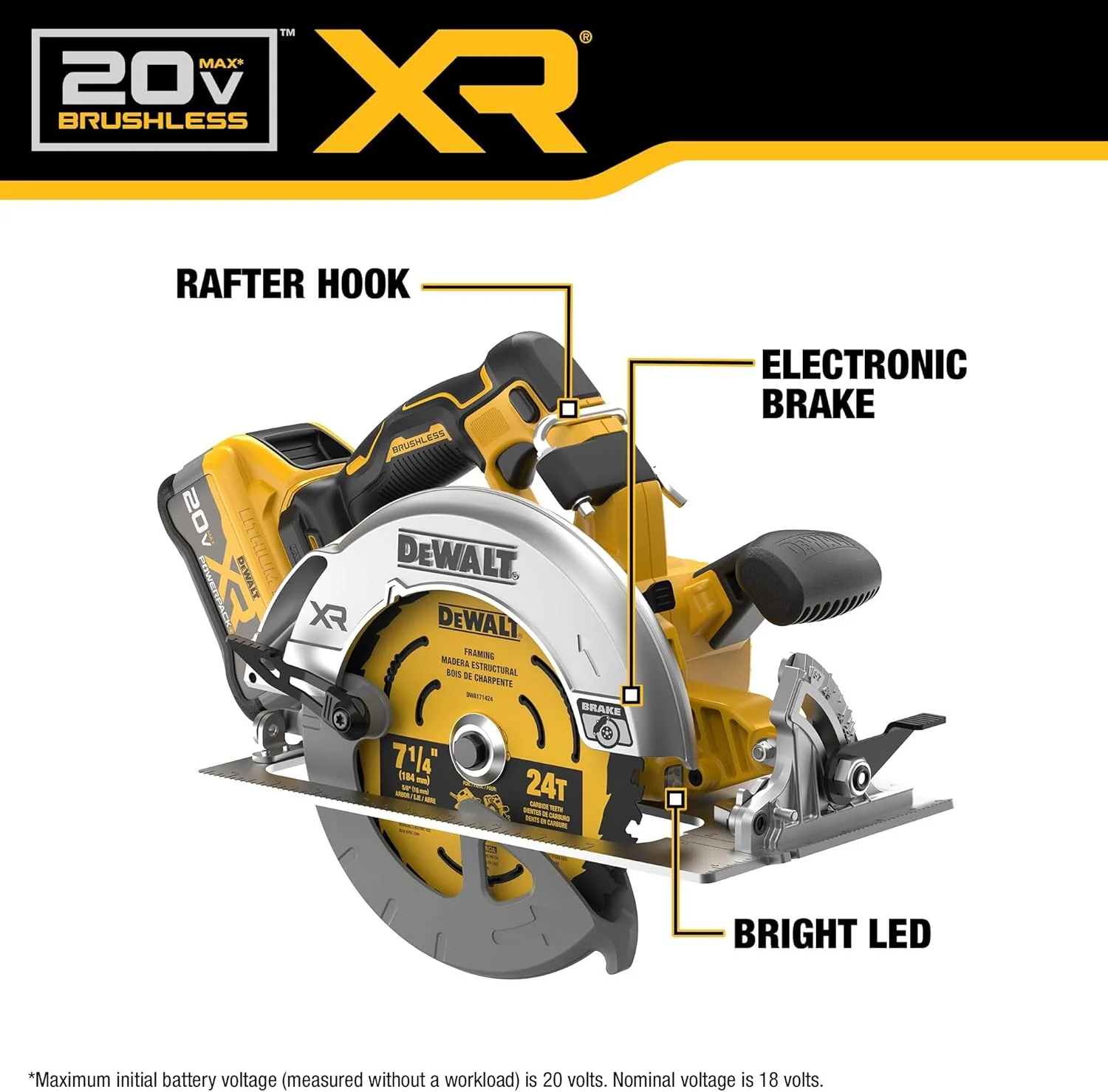 DEWALT DCS590WW1 20V MAX XR Brushless Cordless 7-1/4 in. Circular Saw Kit with XR POWERPACK - Image 3