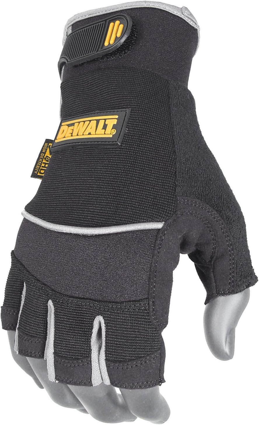 DeWALT (DPG230L) Technicians Fingerless Synthetic Leather Glove, Black, Large - Image 3