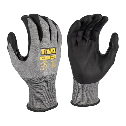 DEWALT DPG578 Foam Nitrile A6 Cut Resistant Glove for Outdoor Work, Construction and General Purpose - Size 2X - Pack of 12