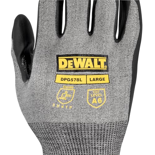 DEWALT DPG578 Foam Nitrile A6 Cut Resistant Glove for Outdoor Work, Construction and General Purpose - Size XL - Pack of 12 - Image 4