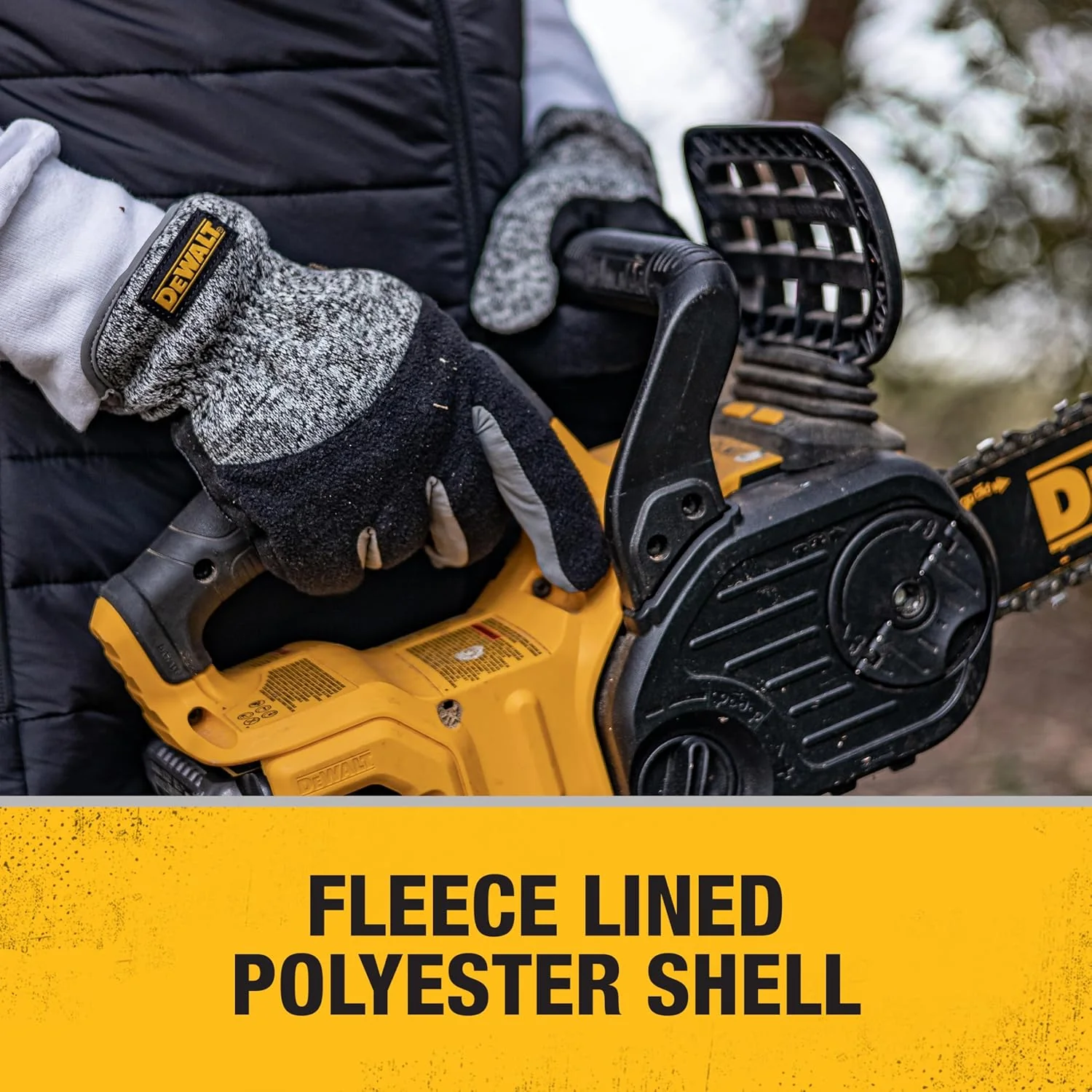 DEWALT DPG751 Unisex Padded Palm Fleece Slip-On Cold Weather Glove with Touchscreen, Black/Gray, Medium - Image 3