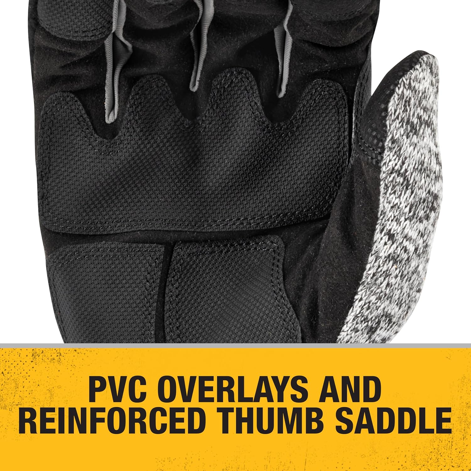 DEWALT DPG751 Unisex Padded Palm Fleece Slip-On Cold Weather Glove with Touchscreen, Black/Gray, Medium - Image 4