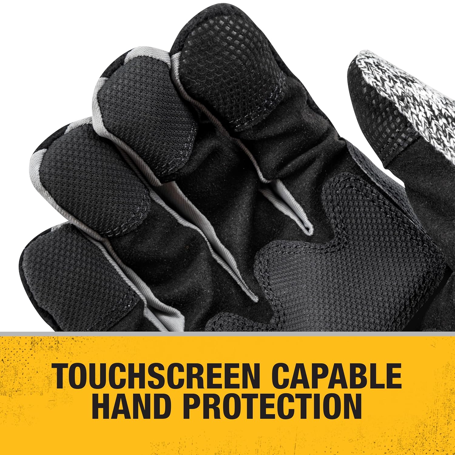 DEWALT DPG751 Unisex Padded Palm Fleece Slip-On Cold Weather Glove with Touchscreen, Black/Gray, Medium - Image 5