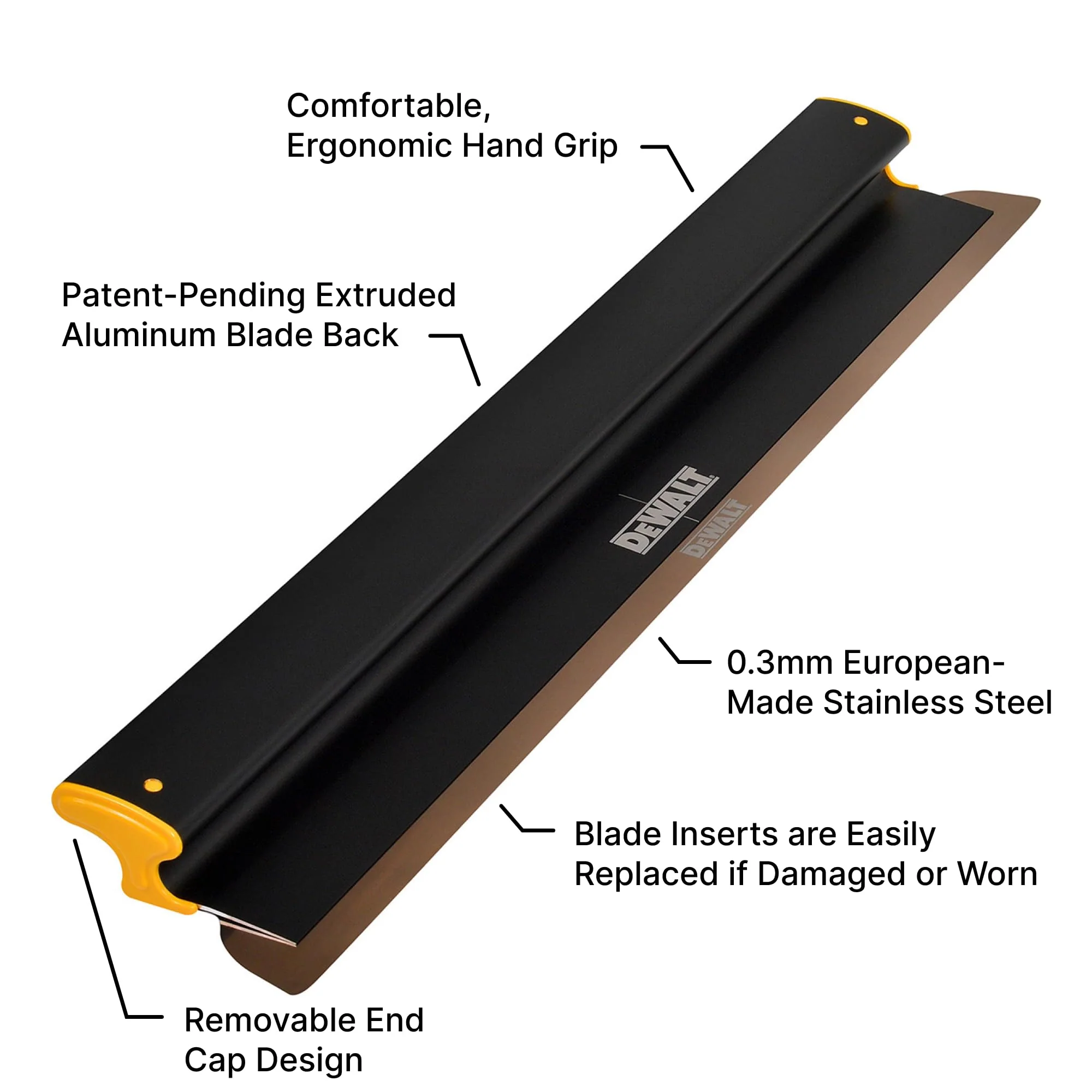 DeWalt 32 In. Skimming Blade - Aluminum Housing with 0.012 In. (0.3mm) Replaceable Stainless Steel Blade Insert - Image 2