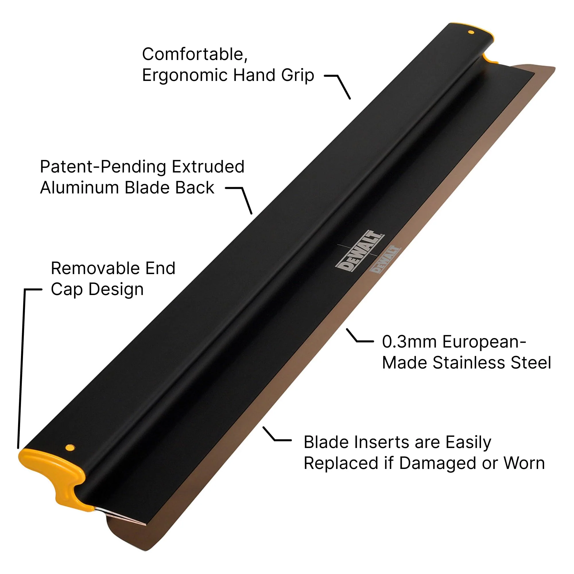 DeWalt 40 In. Skimming Blade - Aluminum Housing with 0.012 In. (0.3mm) Replaceable Stainless Steel Blade Insert - Image 2