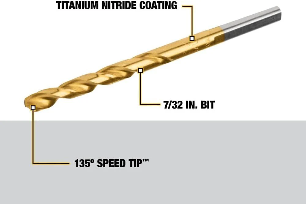 DEWALT DW1314 7/32-Inch Titanium Nitride Speed Tip Point Drill Bit - Image 3