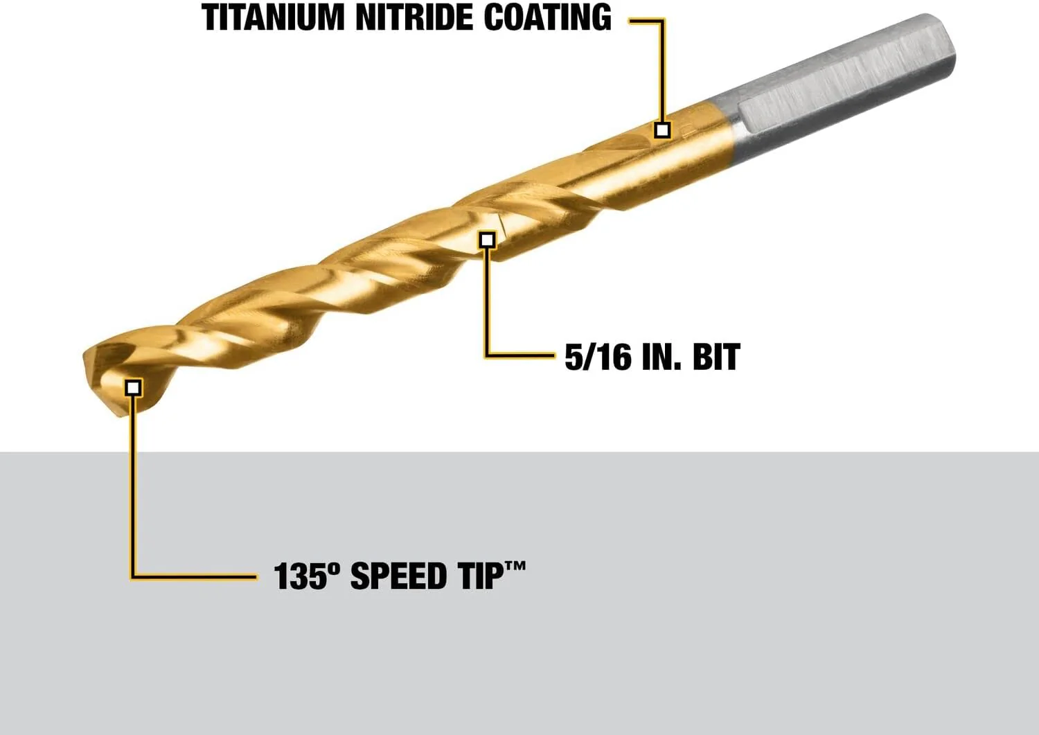 DEWALT DW1320 5/16-Inch Titanium Nitride Split Point Twist Drill Bit - Image 3