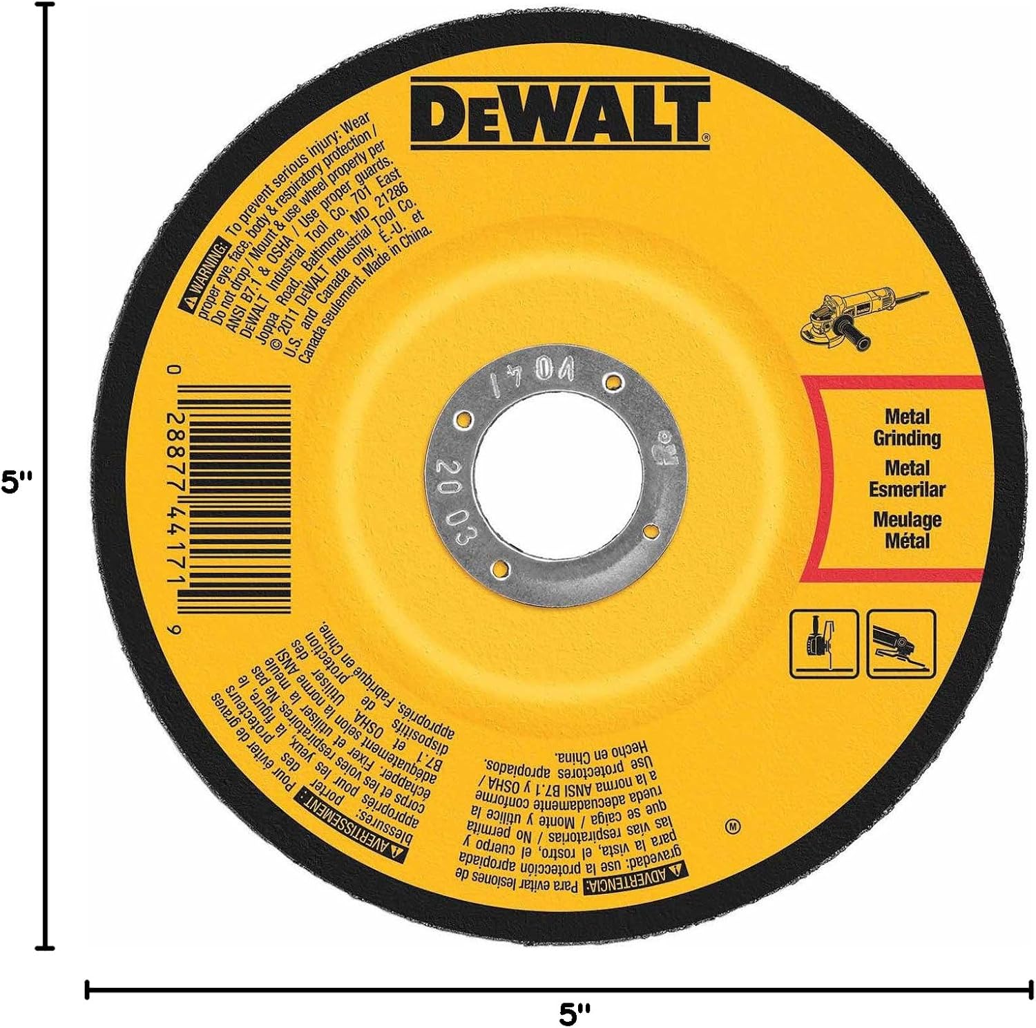 DEWALT DW4623 5-Inch by 1/4-Inch by 5/8-Inch-11 General Purpose Metal Grinding Wheel - Image 2