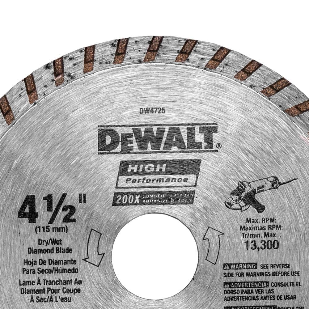 DEWALT DW4725 Diamond Blade for Masonry, Dry Cutting, Continuous Rim, 7/8-Inch Arbor, 4-1/2-Inch - Image 6