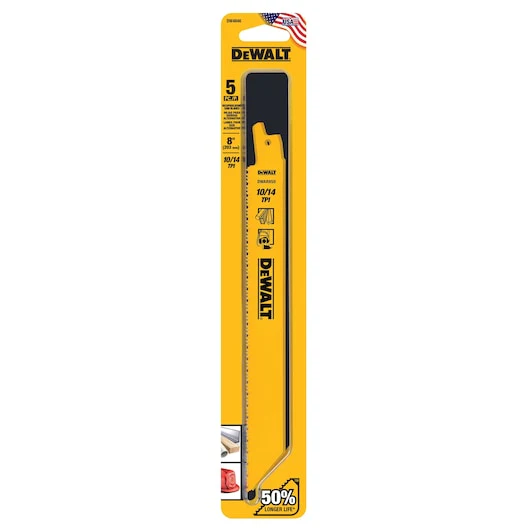 DEWALT DW4846B 6 in. 10 TPI General Purpose Straight Back Bi-Metal Reciprocating Saw Blade (Pack of 100) - Image 2